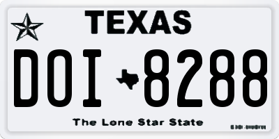 TX license plate DOI8288