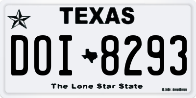 TX license plate DOI8293