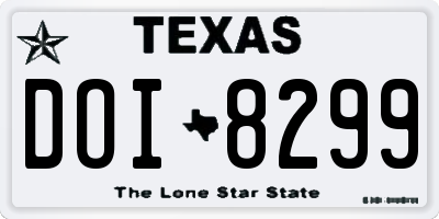 TX license plate DOI8299