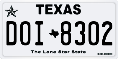 TX license plate DOI8302