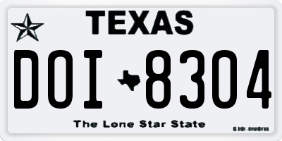 TX license plate DOI8304