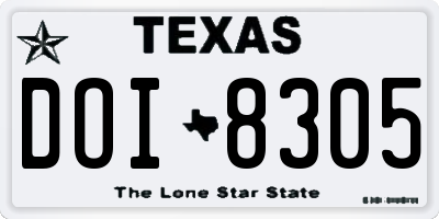 TX license plate DOI8305