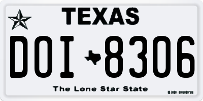 TX license plate DOI8306