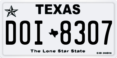 TX license plate DOI8307