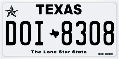TX license plate DOI8308