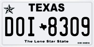 TX license plate DOI8309