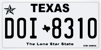 TX license plate DOI8310