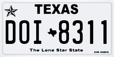 TX license plate DOI8311