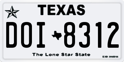 TX license plate DOI8312