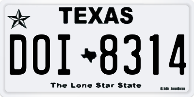TX license plate DOI8314