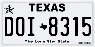 TX license plate DOI8315