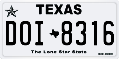 TX license plate DOI8316