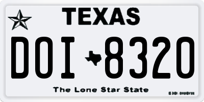 TX license plate DOI8320