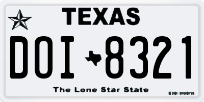 TX license plate DOI8321