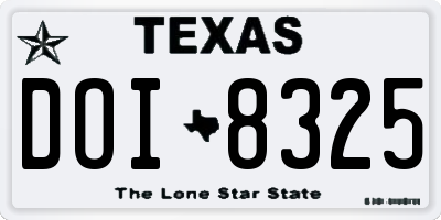 TX license plate DOI8325