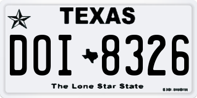 TX license plate DOI8326