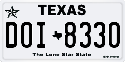 TX license plate DOI8330