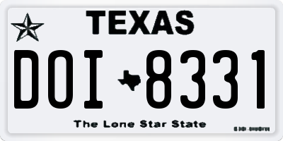 TX license plate DOI8331