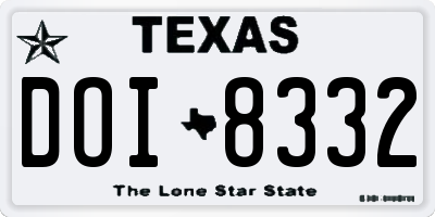 TX license plate DOI8332