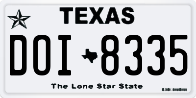 TX license plate DOI8335