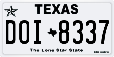 TX license plate DOI8337
