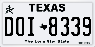 TX license plate DOI8339