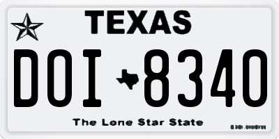 TX license plate DOI8340