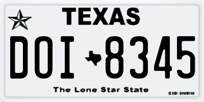 TX license plate DOI8345