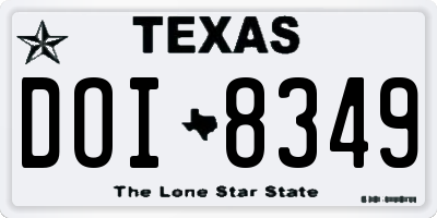 TX license plate DOI8349