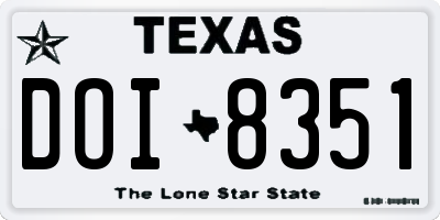 TX license plate DOI8351