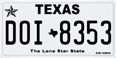 TX license plate DOI8353