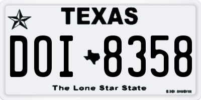 TX license plate DOI8358