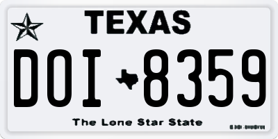 TX license plate DOI8359