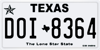 TX license plate DOI8364
