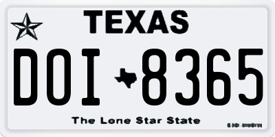 TX license plate DOI8365