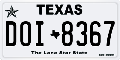 TX license plate DOI8367