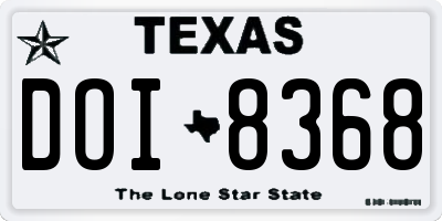 TX license plate DOI8368