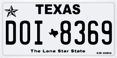 TX license plate DOI8369