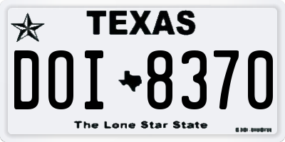 TX license plate DOI8370