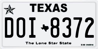 TX license plate DOI8372