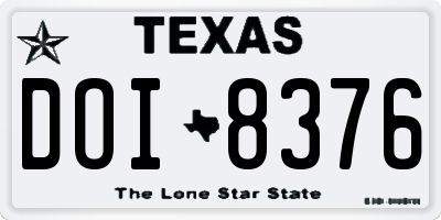 TX license plate DOI8376