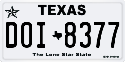 TX license plate DOI8377