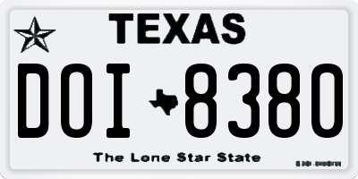 TX license plate DOI8380