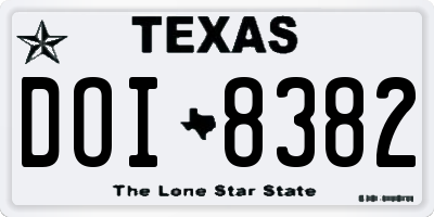 TX license plate DOI8382