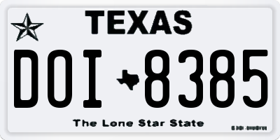 TX license plate DOI8385