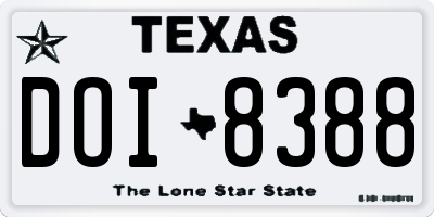 TX license plate DOI8388