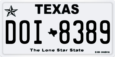 TX license plate DOI8389