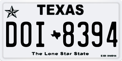 TX license plate DOI8394