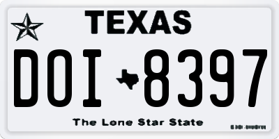 TX license plate DOI8397
