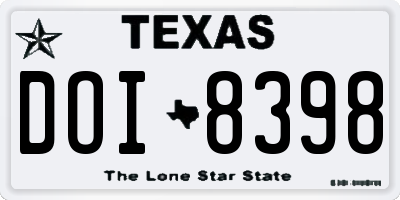 TX license plate DOI8398